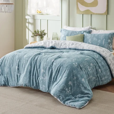 Best Seller Bedsure Comforter Set Reversible Cute Floral Bedding, 89GSM