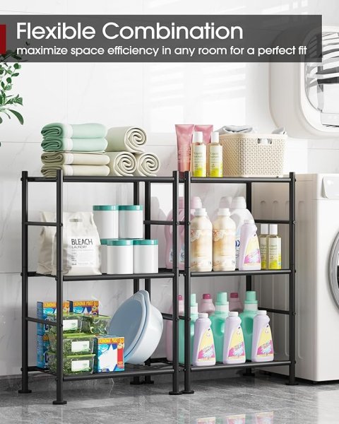 Sakugi 3 Tier Storage Shelf Organizer | Heavy Duty Metal Shelving Unit for Pantry Kitchen Laundry and Garage Storage
