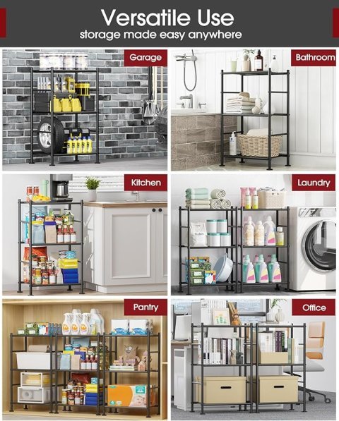 Sakugi 3 Tier Storage Shelf Organizer | Heavy Duty Metal Shelving Unit for Pantry Kitchen Laundry and Garage Storage