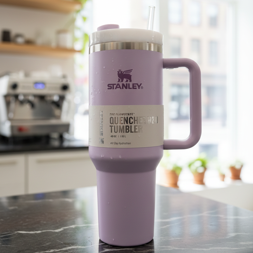 Stanley 40 Oz Sky Blue Tumbler with Straw | Vacuum Insulated Leak Proof Stainless Steel Quencher Cup