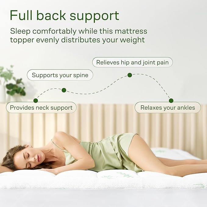 Niagara Sleep Solution Bamboo Mattress Topper Queen | Cooling Pillow Top Mattress Pad for Back Pain Relief and Better Sleep