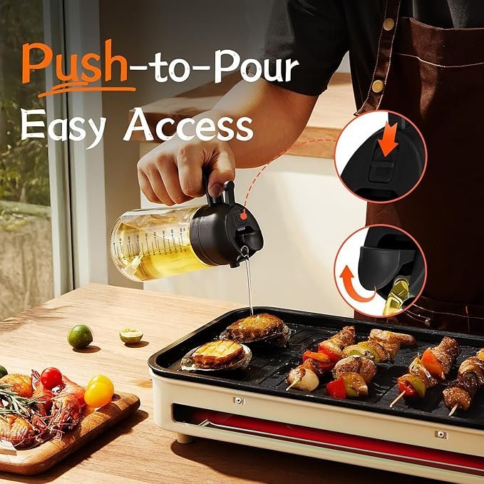 TrendPlain Glass Olive Oil Sprayer 16oz | 2 in 1 Olive Oil Dispenser Bottle for Air Fryer Cooking and Salad Dressing