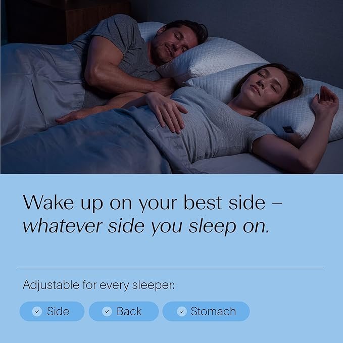 DreamyBlue Adjustable Memory Foam Pillow Queen | Bamboo Cooling Pillow for Side Back and Stomach Sleepers
