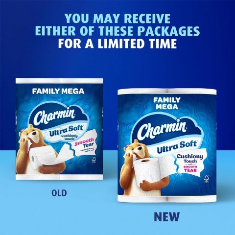 Charmin Ultra Soft Toilet Paper 24 Family Mega Rolls | Ultra Soft Cushiony Toilet Tissue for Long Lasting Comfort
