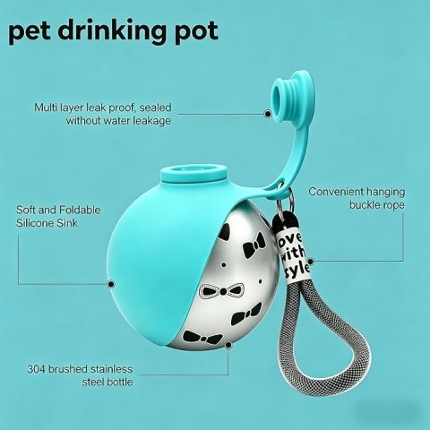 Portable Stainless Steel Dog Water Bottle | 10oz Leak-Proof Travel Dispenser