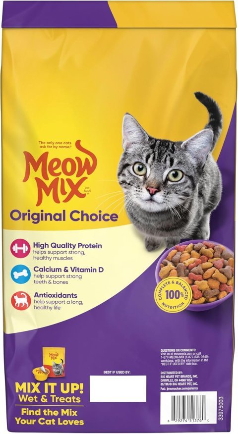 Buy Meow Mix Original Choice Dry Cat Food 6.3 lb Bag | Complete and Balanced Adult Cat Food for Everyday Nutrition