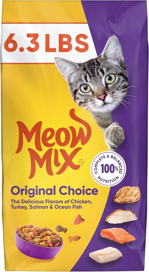 Buy Meow Mix Original Choice Dry Cat Food 6.3 lb Bag | Complete and Balanced Adult Cat Food for Everyday Nutrition