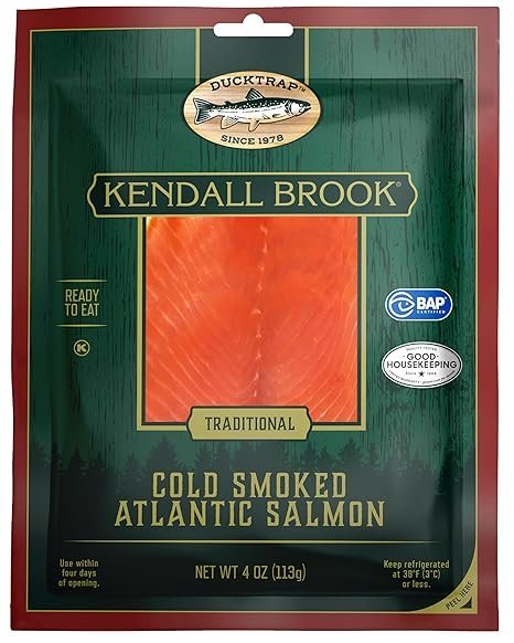Buy Ducktrap River Plain Smoked Salmon 4 OZ | Premium Responsibly Farmed Smoked Salmon for Healthy Gourmet Snacks