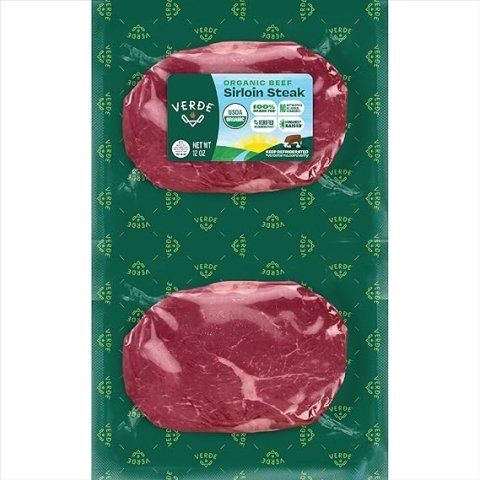 Buy Verde Farms Organic Grass Fed Beef Sirloin Steaks | Premium Lean Steak for Healthy Family Dinners