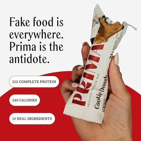 Buy PRIMA Cookie Dough Protein Bar | Grass Fed Whey Protein Bar with Collagen for Healthy Snacking
