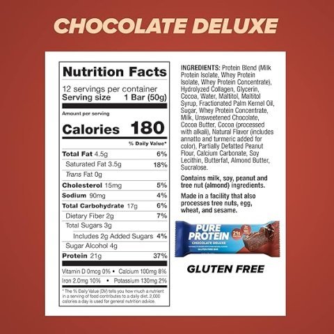 Buy Pure Protein Chocolate Deluxe Protein Bars | High Protein Low Sugar Snack Bars for Healthy Weight Management