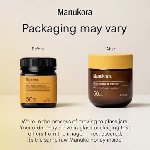Manukora Raw Manuka Honey MGO 50+ — 250g, New Zealand, Non-GMO, Glyphosate Residue Free, 3rd-Party Tested, Traceable Hive-to-Hand, Daily Immune & Gut Wellness