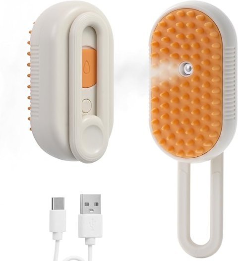 4-in-1 Cat Steam Brush | Rechargeable Anti-Static Shedding & Massage Tool