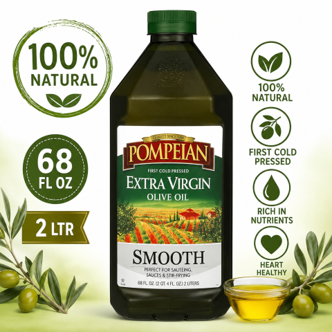 Buy Pompeian Smooth Extra Virgin Olive Oil 68 Fl Oz | First Cold Pressed Olive Oil for Everyday Healthy Cooking