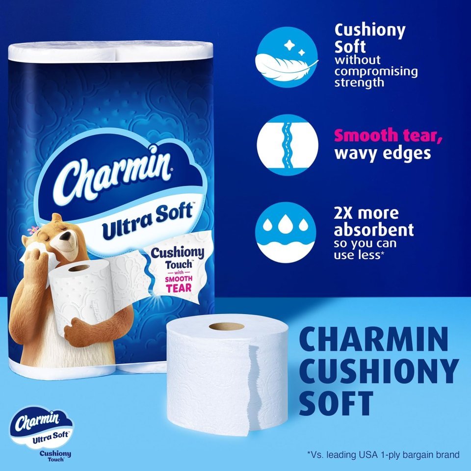 Charmin Ultra Soft Toilet Paper 24 Family Mega Rolls | Ultra Soft Cushiony Toilet Tissue for Long Lasting Comfort