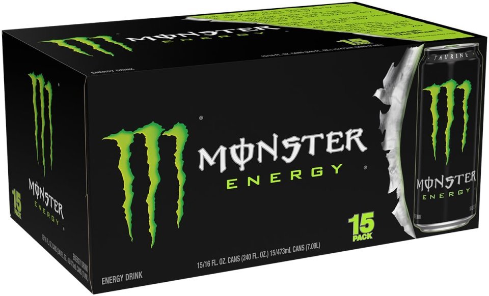 Monster Energy Drink Original Green 16 Oz 15 Pack | High Caffeine Energy Drink for Focus and Performance
